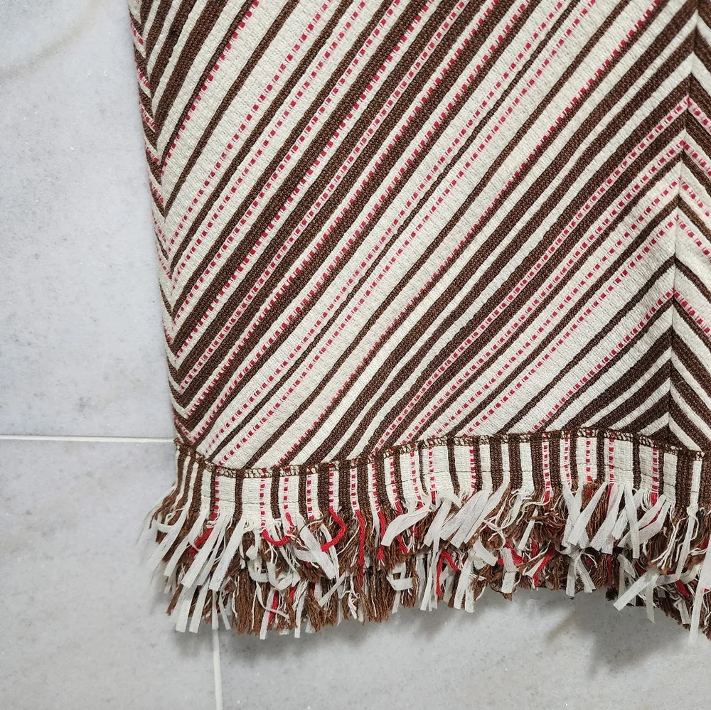 Worth Chevron Fringe Pencil Skirt Cream Brown Muiltcolor sz 8 - Picture 5 of 7